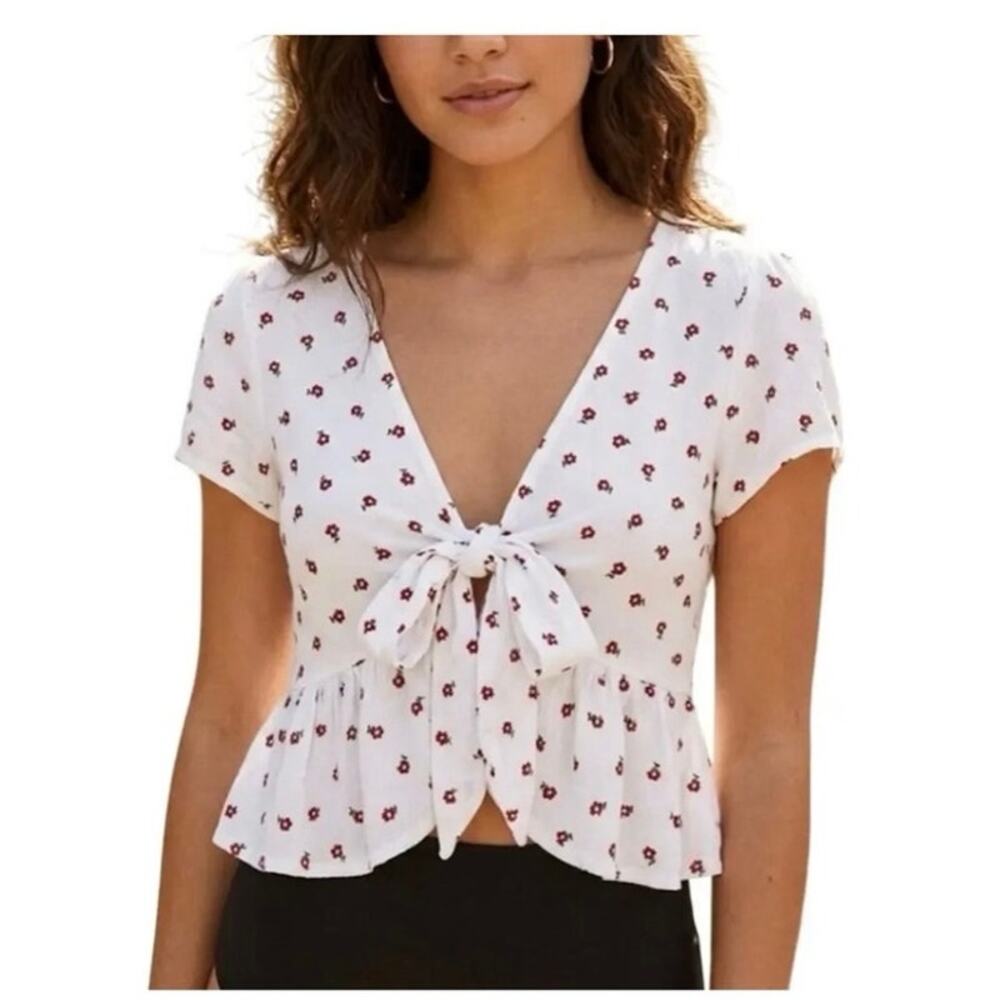 John Galt white blouse floral embroidery coquette feminine